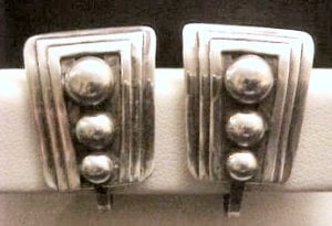 William Spratling Three Vertical Ball Earrings