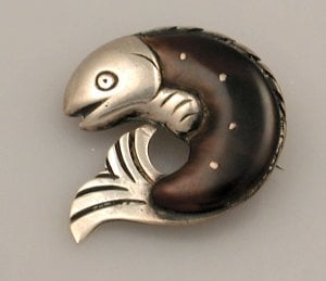 William Spratling Tortoise Shell Fish Brooch