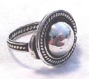William Spratling Domed Ball Ring with Rope Bezel