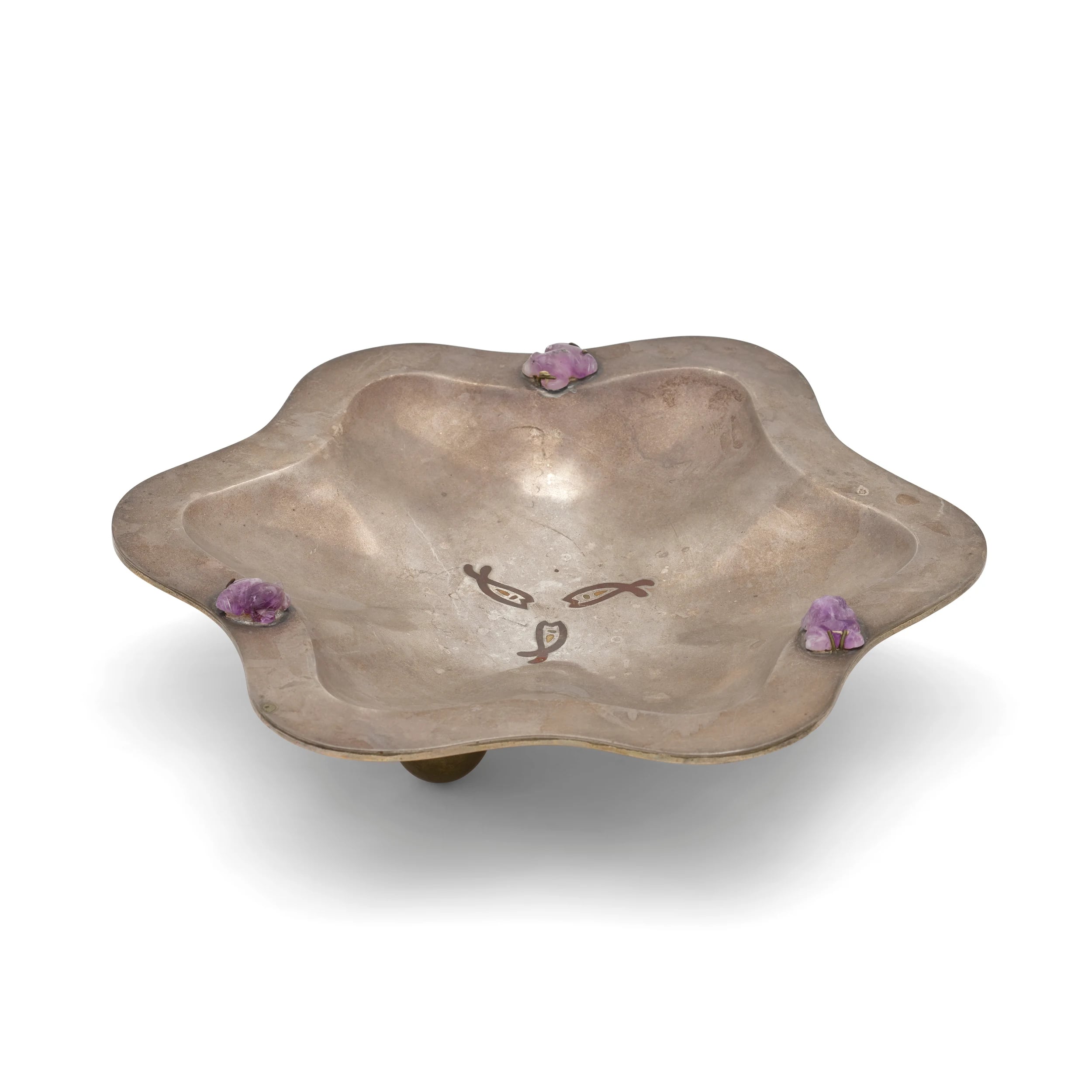 Los Castillo Fish-Motif Footed Dish with Amethyst