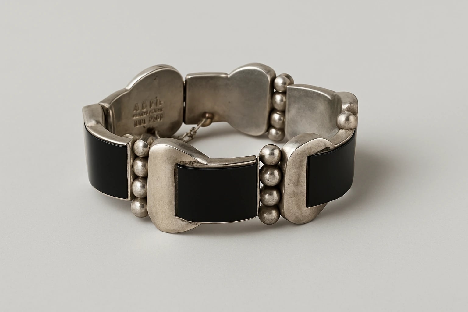 Antonio Pineda Bracelet with Rectangular Onyx Cabochons