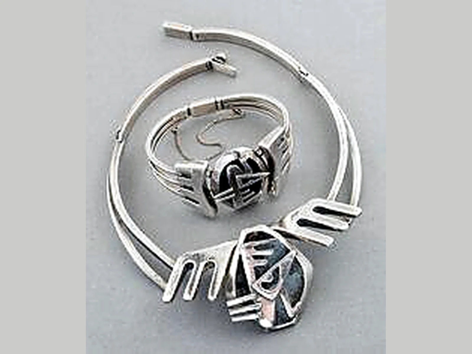 Silver Necklace, Bracelet, and Pendant Brooch - Photo 1