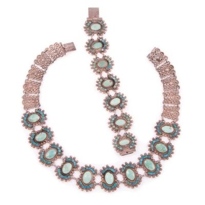 Matl (Matilde Poulat) Turquoise necklace and bracelet set