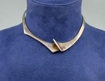 Sigi Pineda Modernist Sterling Choker Necklace