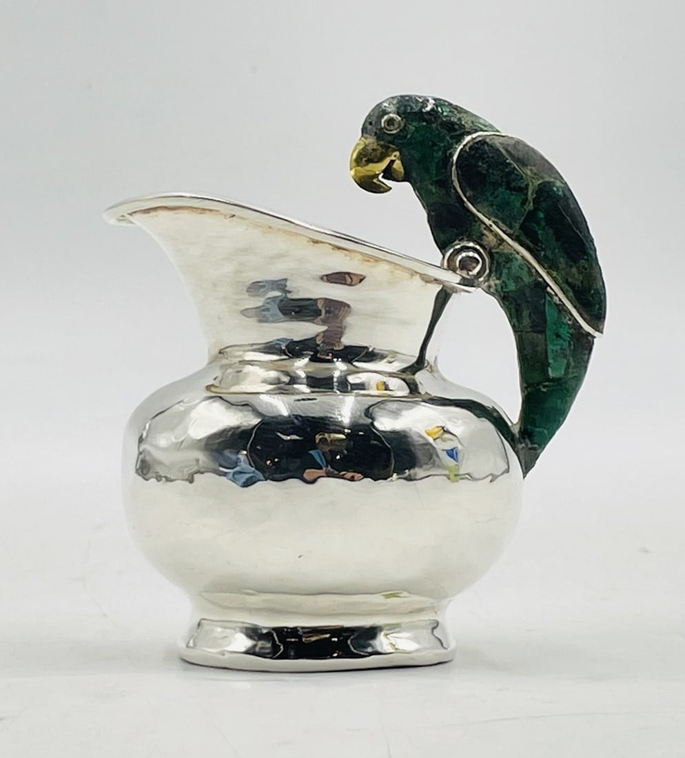 Los Castillo Parrot-Handled Creamer with Malachite Inlay