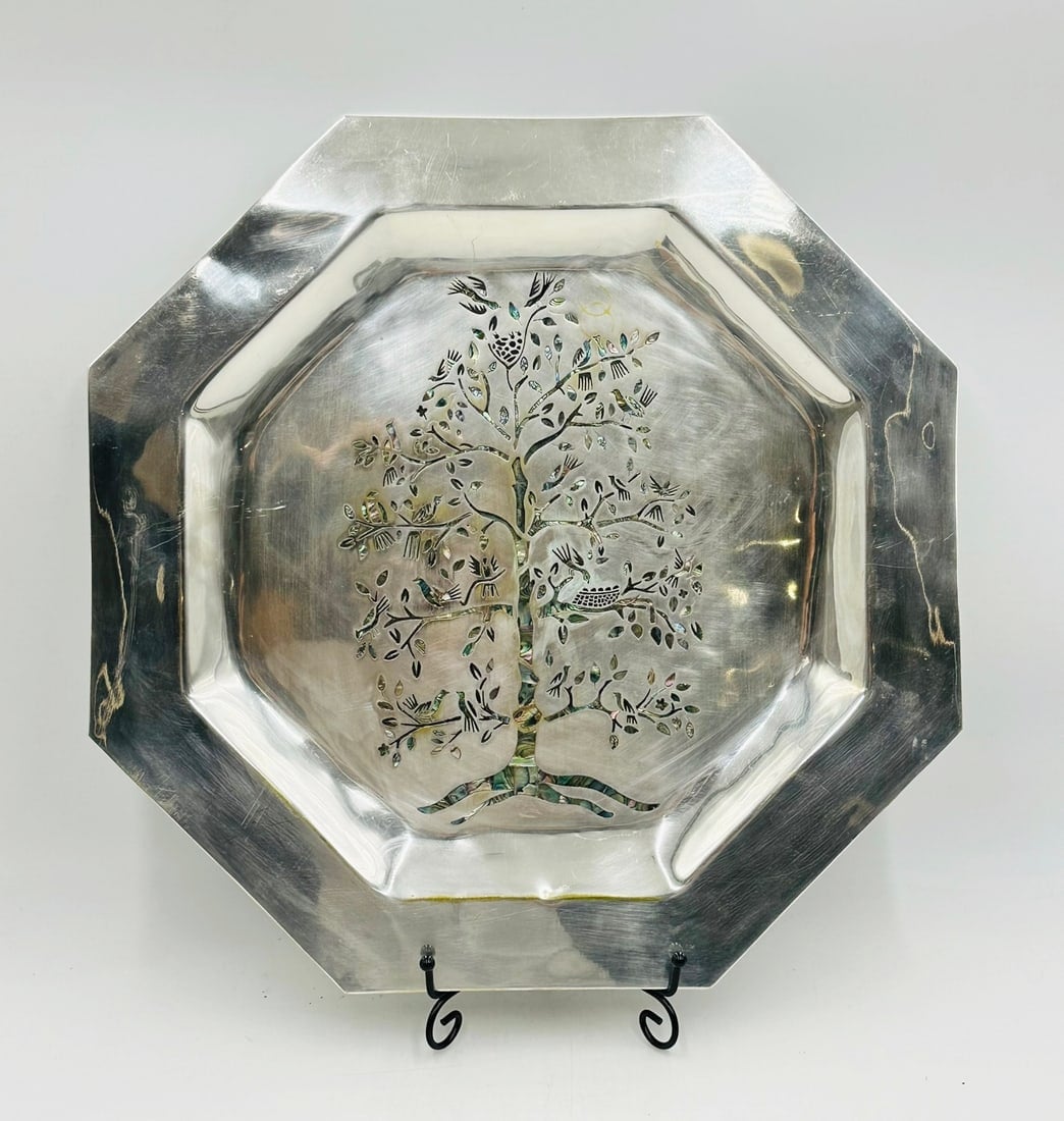 Los Castillo Tree-Motif Serving Tray with Mother-of-Pearl Inlay