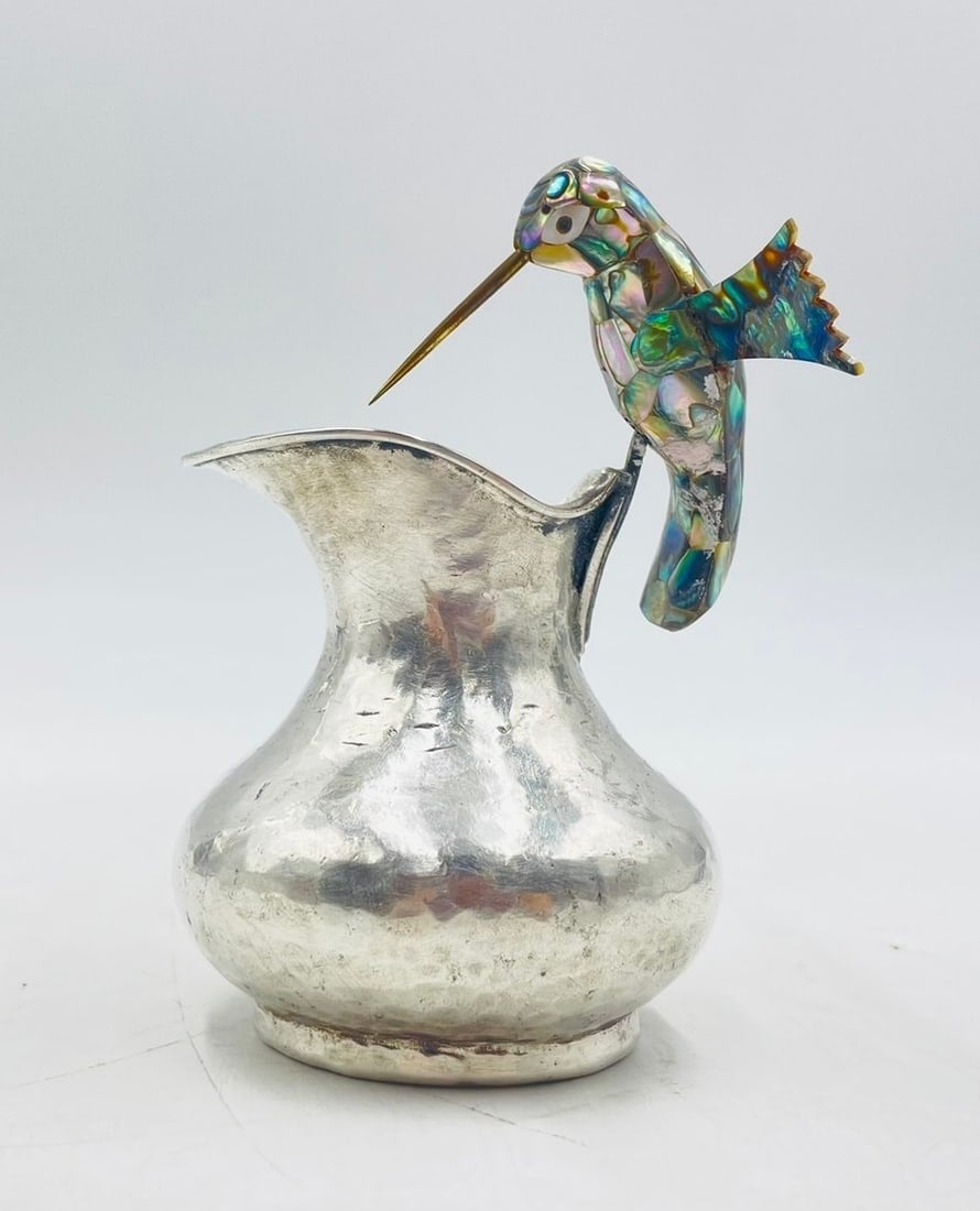 Los Castillo Hummingbird-Handled Creamer with Abalone Inlay