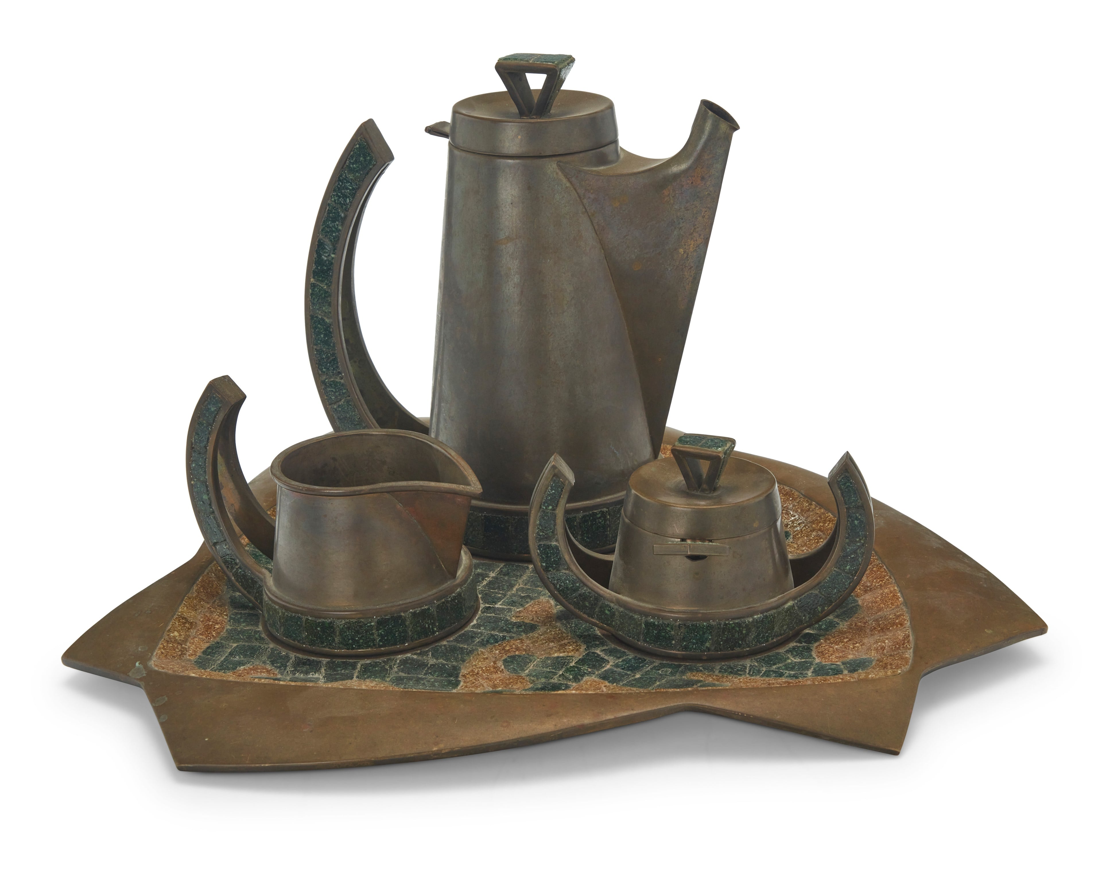 Salvador Terán Mosaic Brass Coffee and Tea Service