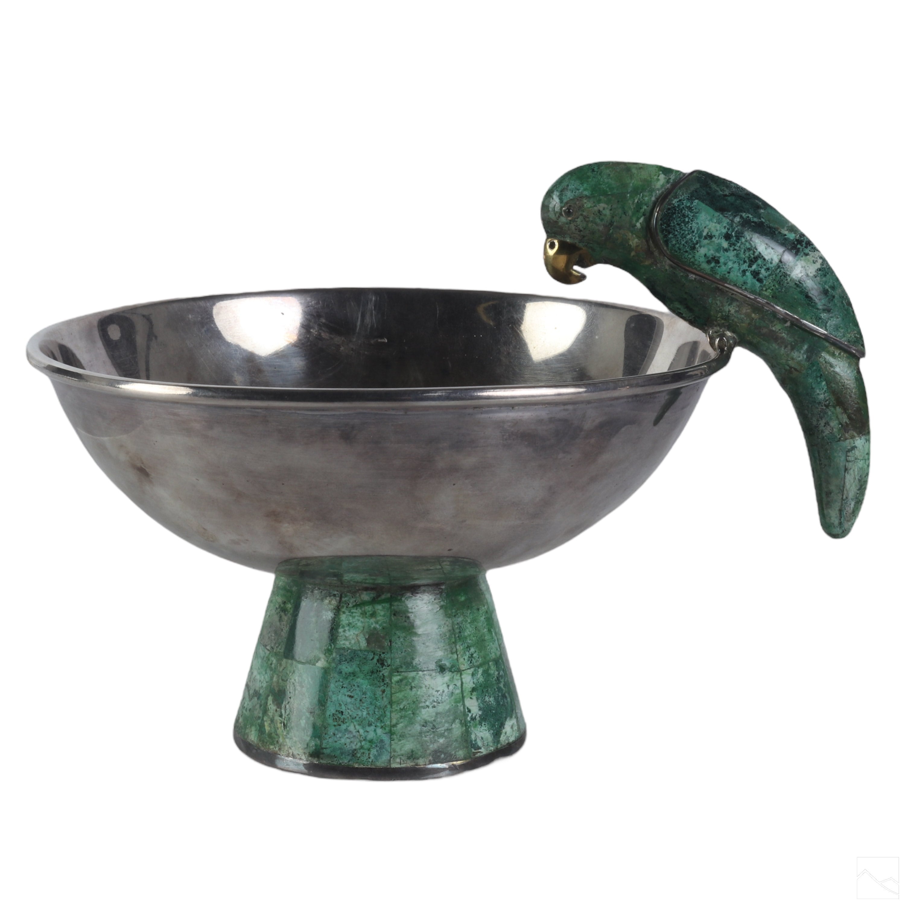 Los Castillo Parrot-Handled Footed Bowl with Stone Mosaic