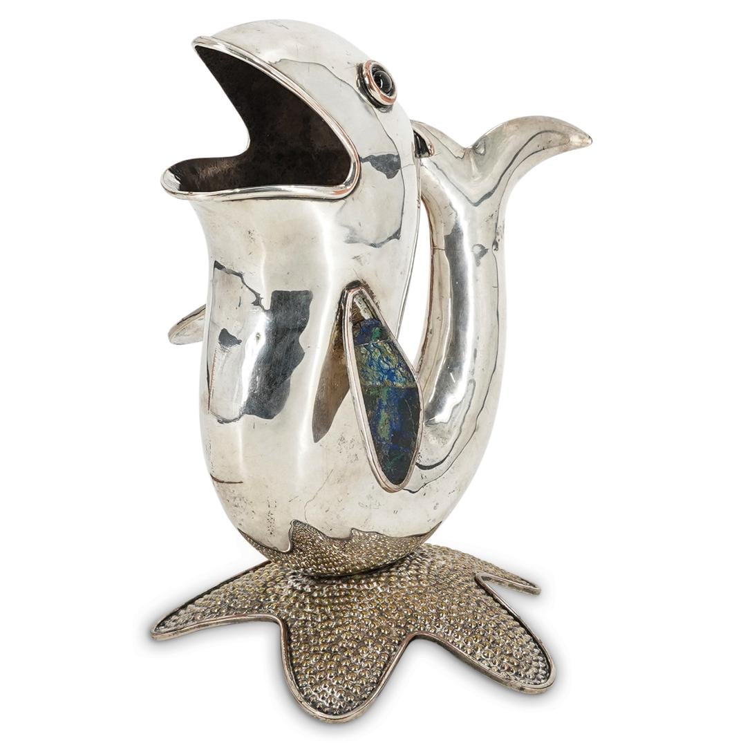 Los Castillo Hammered Fish-Form Pitcher