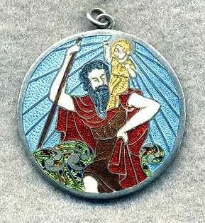 Margot de Taxco Design 5587 St. Christopher Enamel Pendant