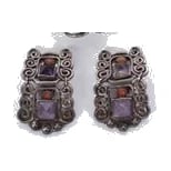 MATL (Matilde Poulat) Rectangular Clip Earrings with Amethyst and Coral