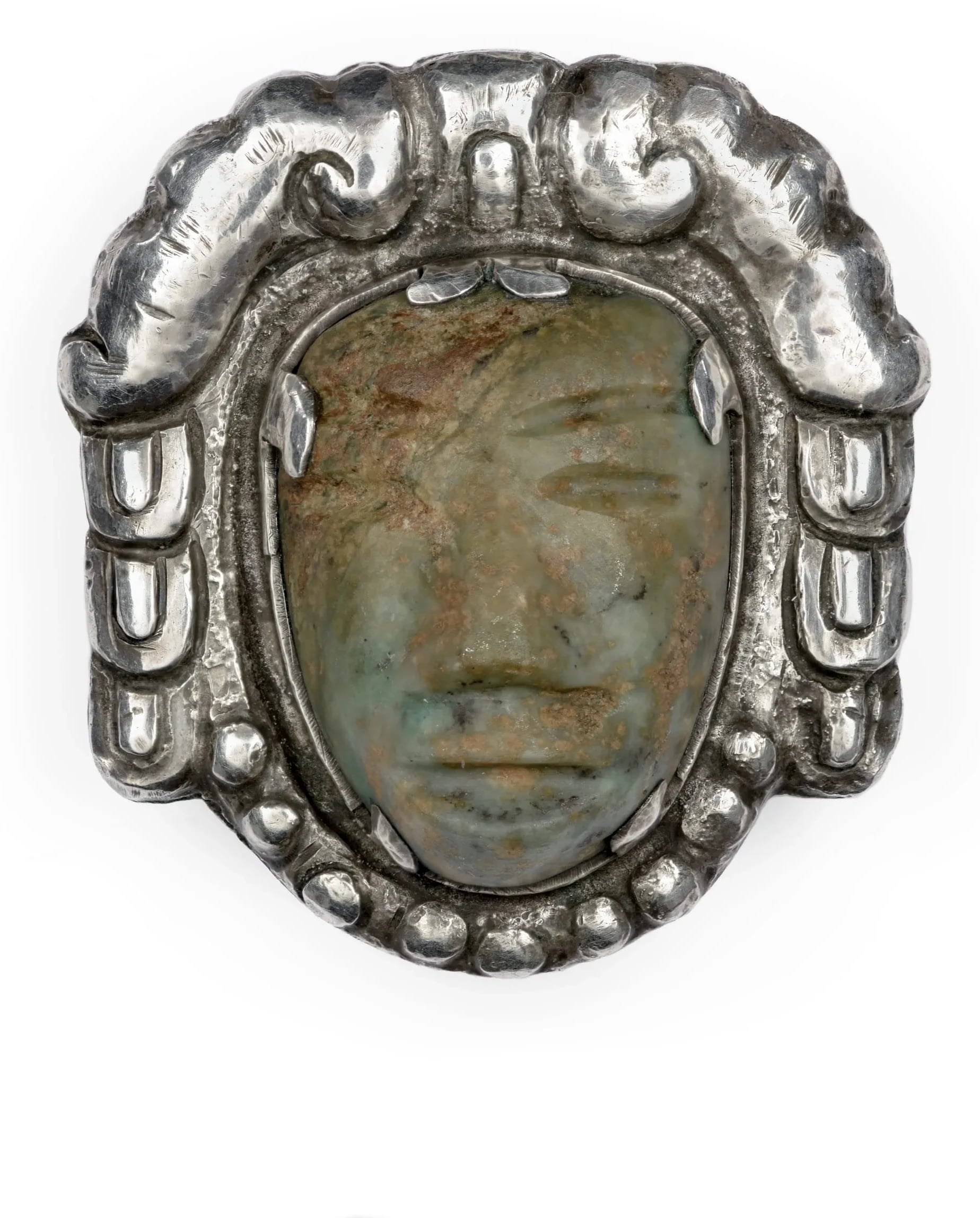 MATL (Matilde Poulat) Carved Stone Face Brooch