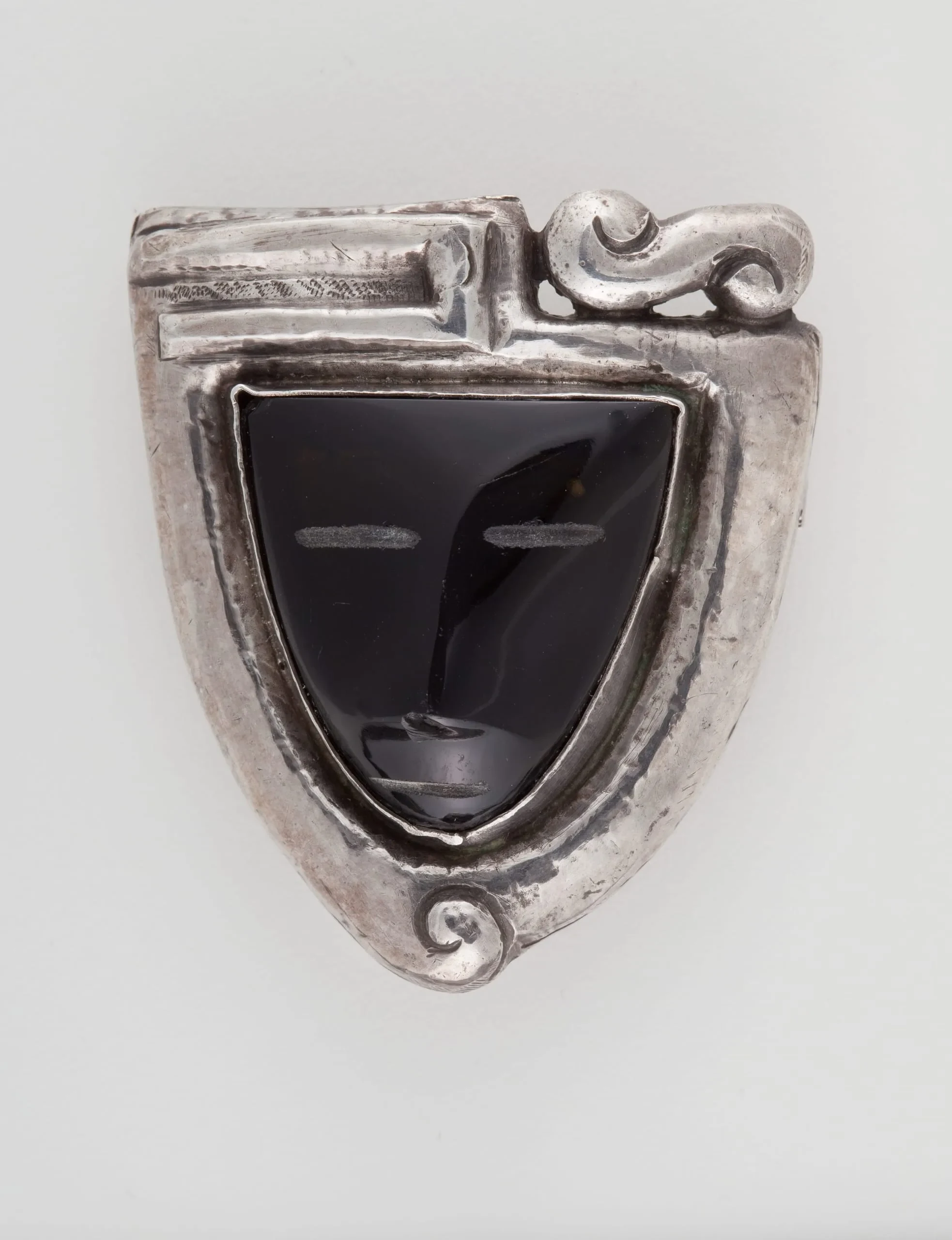 MATL (Matilde Poulat) Framed Obsidian Mask Brooch