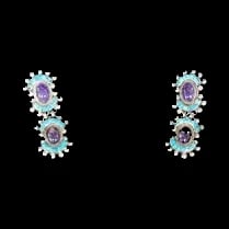 MATL (Matilde Poulat) Cluster Drop Earrings with Turquoise and Amethyst