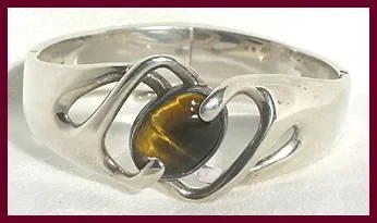Sigi Pineda Looped Hinged Bracelet with Tiger Eye
