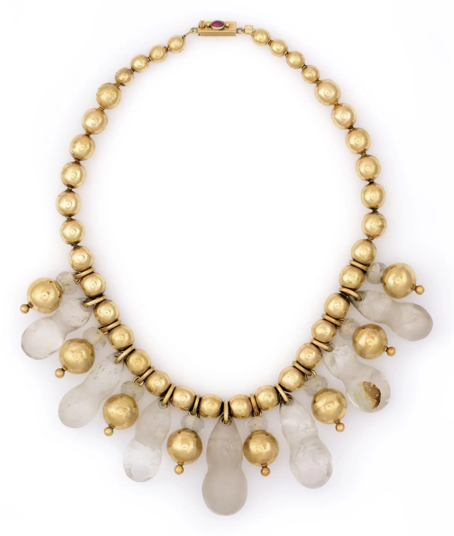 William Spratling Ancient-Style Necklace with Rock Crystal and Ruby