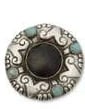 MATL (Matilde Poulat) Circular Onyx Brooch with Turquoise