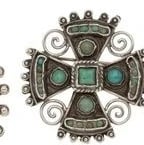 MATL (Matilde Poulat) Small Cross Brooch with Turquoise