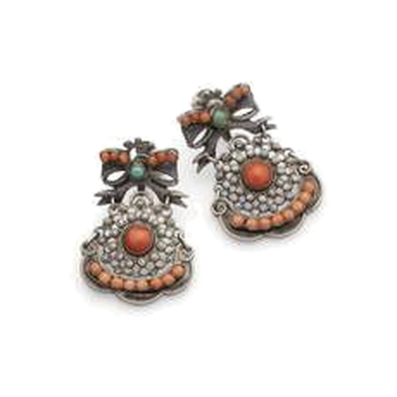 MATL (Matilde Poulat) Floral Earrings with Coral