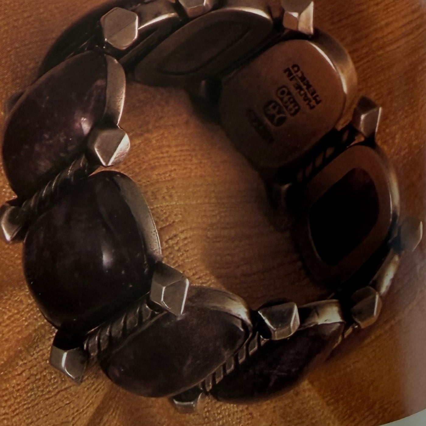 Héctor Aguilar Amethyst Bracelet with Braid and Diamond-Shaped Hinges