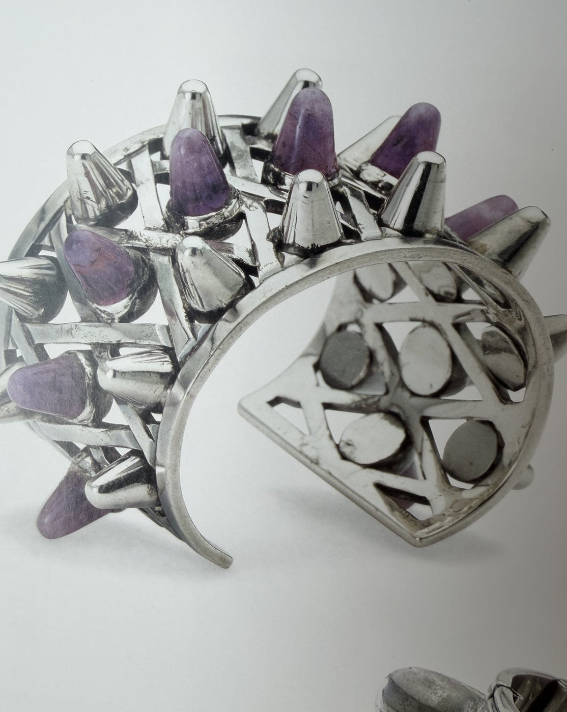 Antonio Pineda Concave Cuff with Floating Amethyst Cones