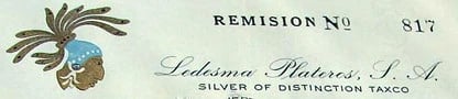 Sales receipt banner from Ledesma Plateros, S.A.
