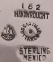 182 · Handwrought · Los Castillo · Taxco · Sterling · Mexico · Eagle 15
