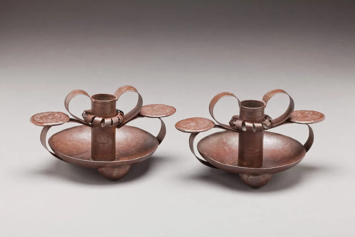 Pair of Small Tin Candlesticks