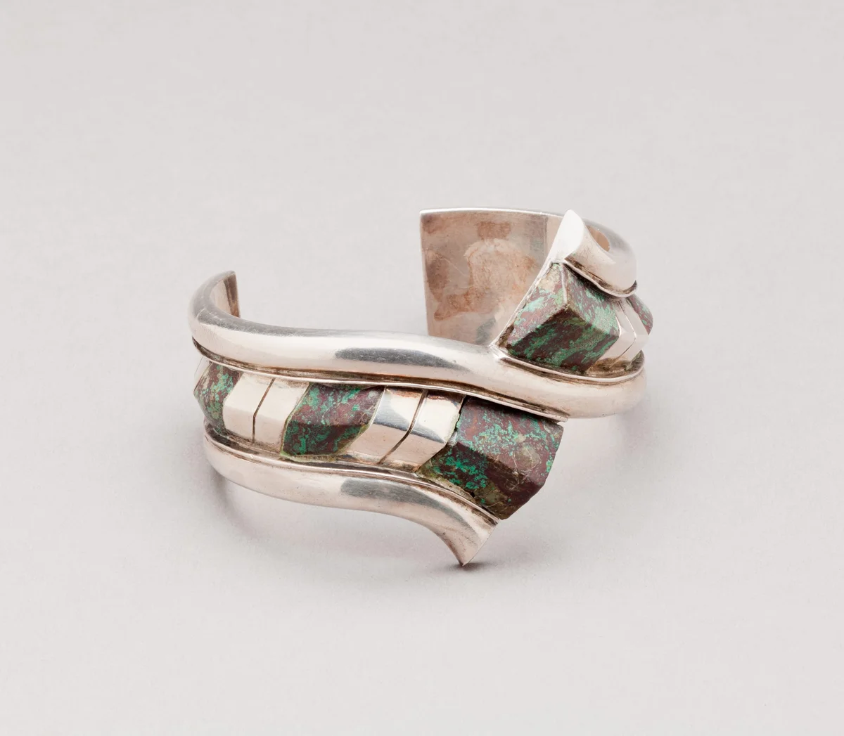 Malachite and Silver Torque Cuff