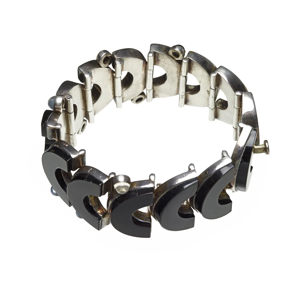 Onyx and sterling bracelet