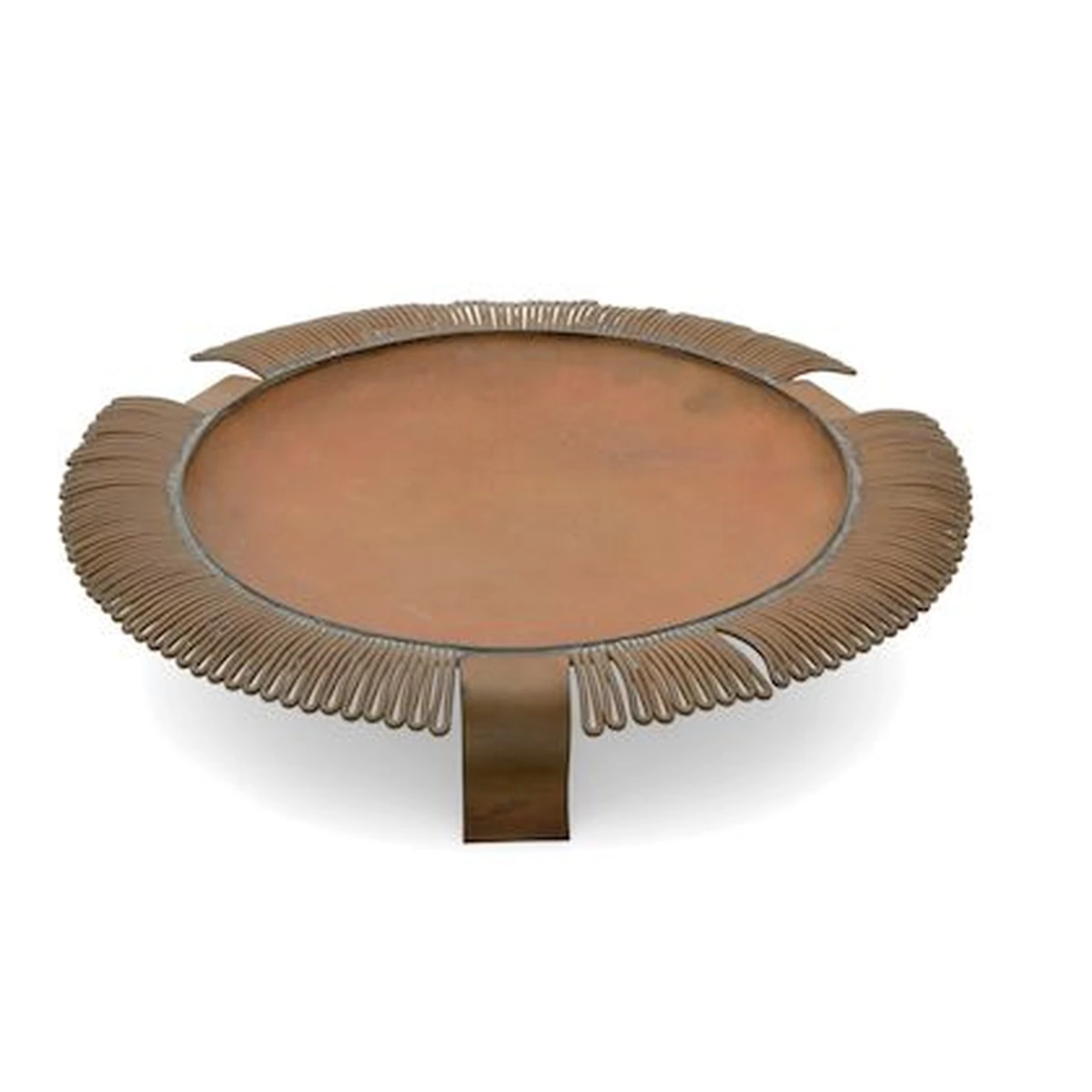 Héctor Aguilar Patinated Copper Footed Bowl with Scalloped Edges