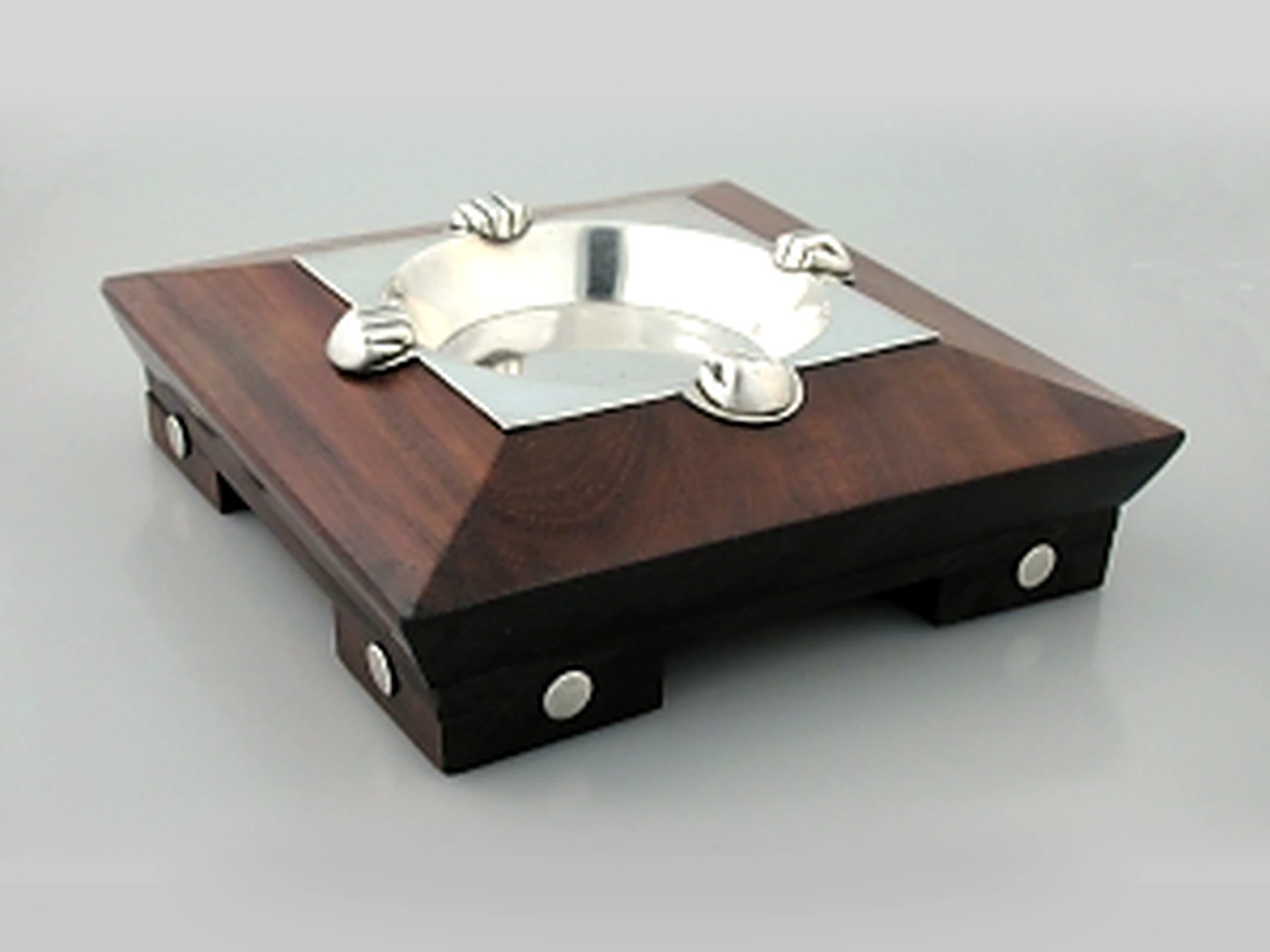 William Spratling Silver Fist Mahogany Ashtray