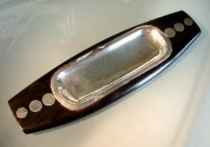 William Spratling Long Ebony Dish with Inset Silver