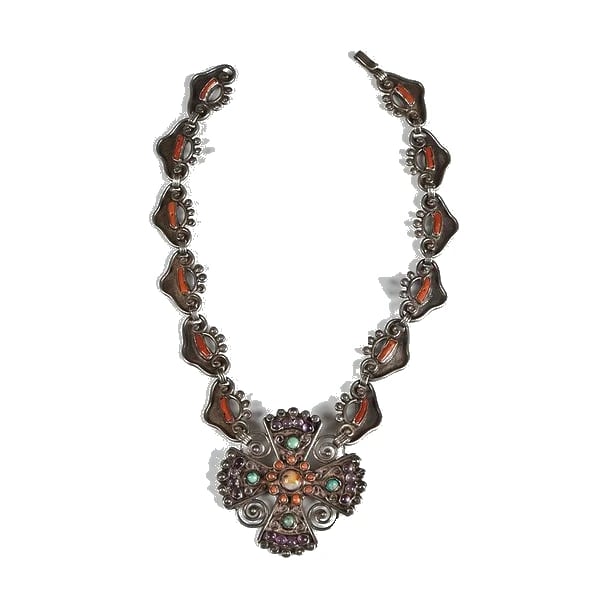 MATL (Matilde Poulat) Cloud-Link Cross-Pendant Choker and Earrings Set