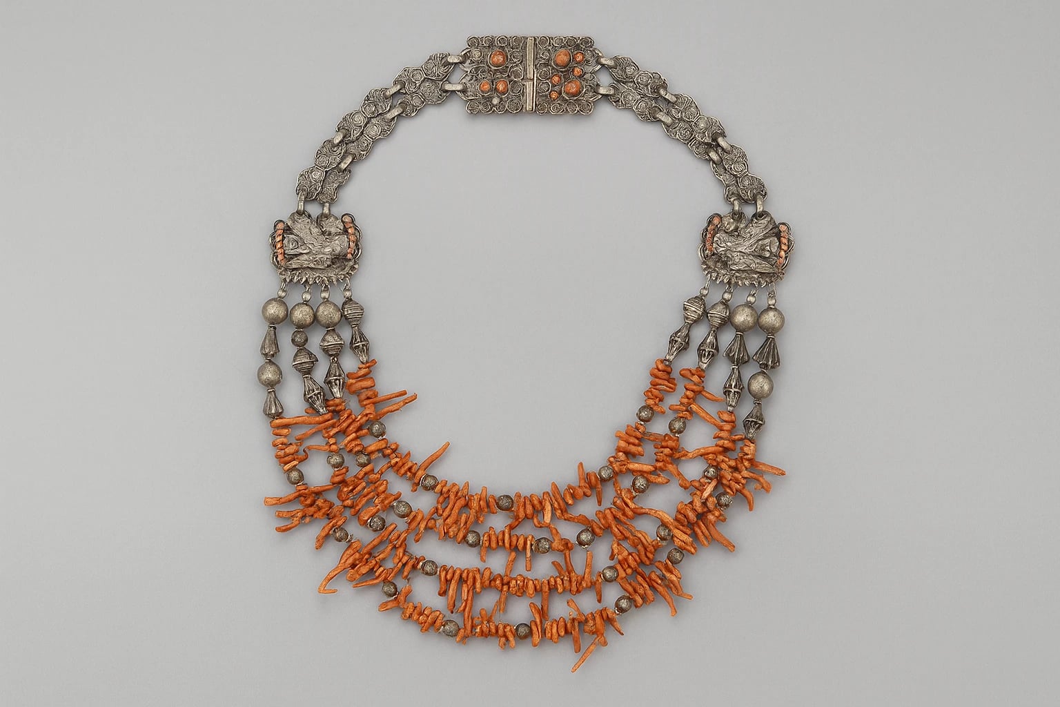 MATL (Matilde Poulat) Fringe Collar Necklace with Coral