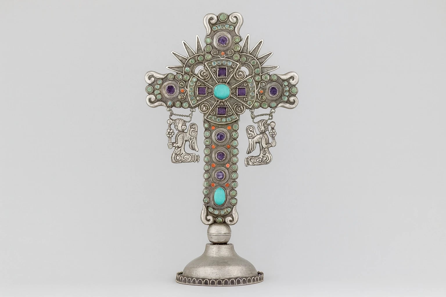 MATL (Matilde Poulat) Flat Cross Pendant with Turquoise