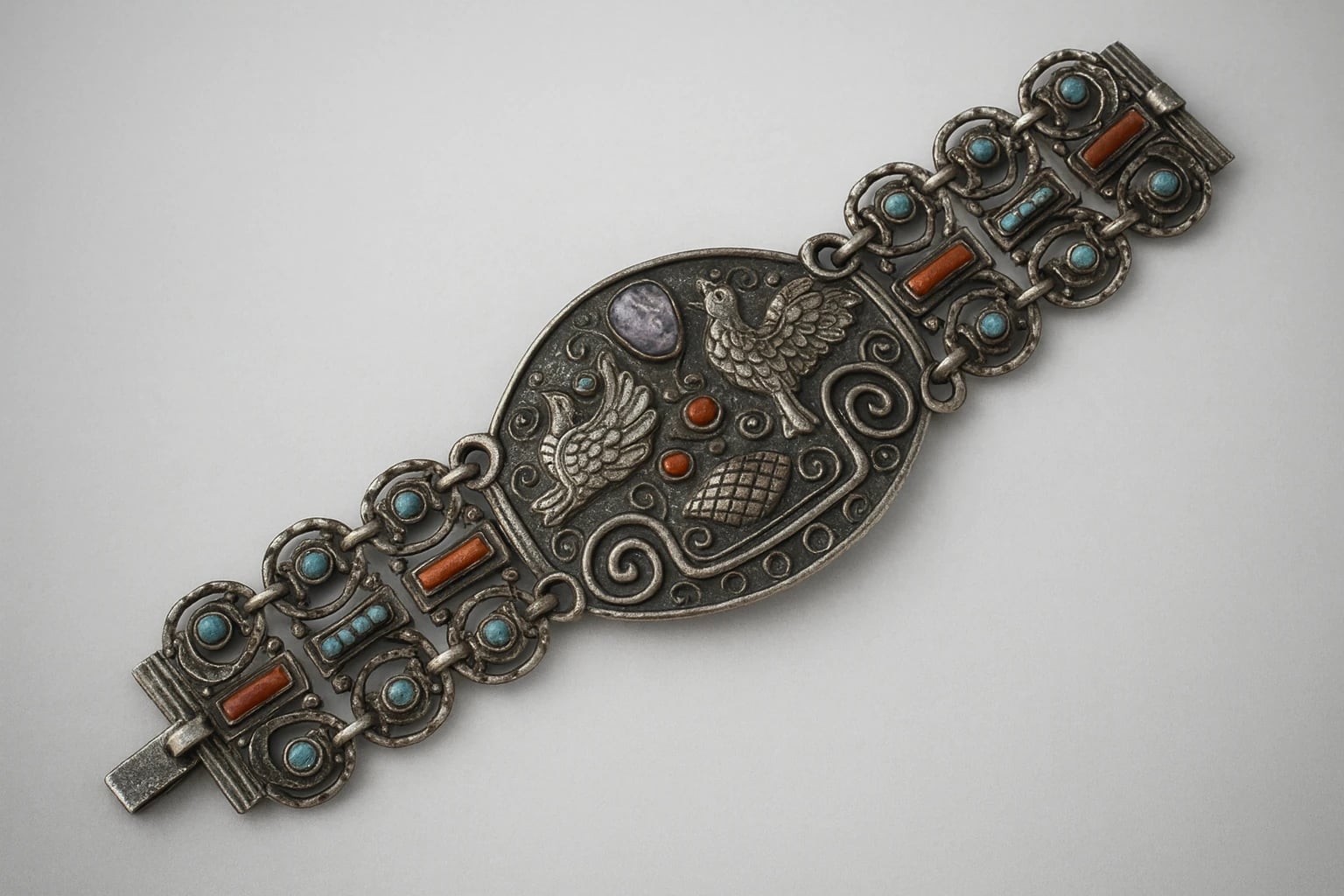 MATL (Matilde Poulat) Dove Link Bracelet with Turquoise and Coral