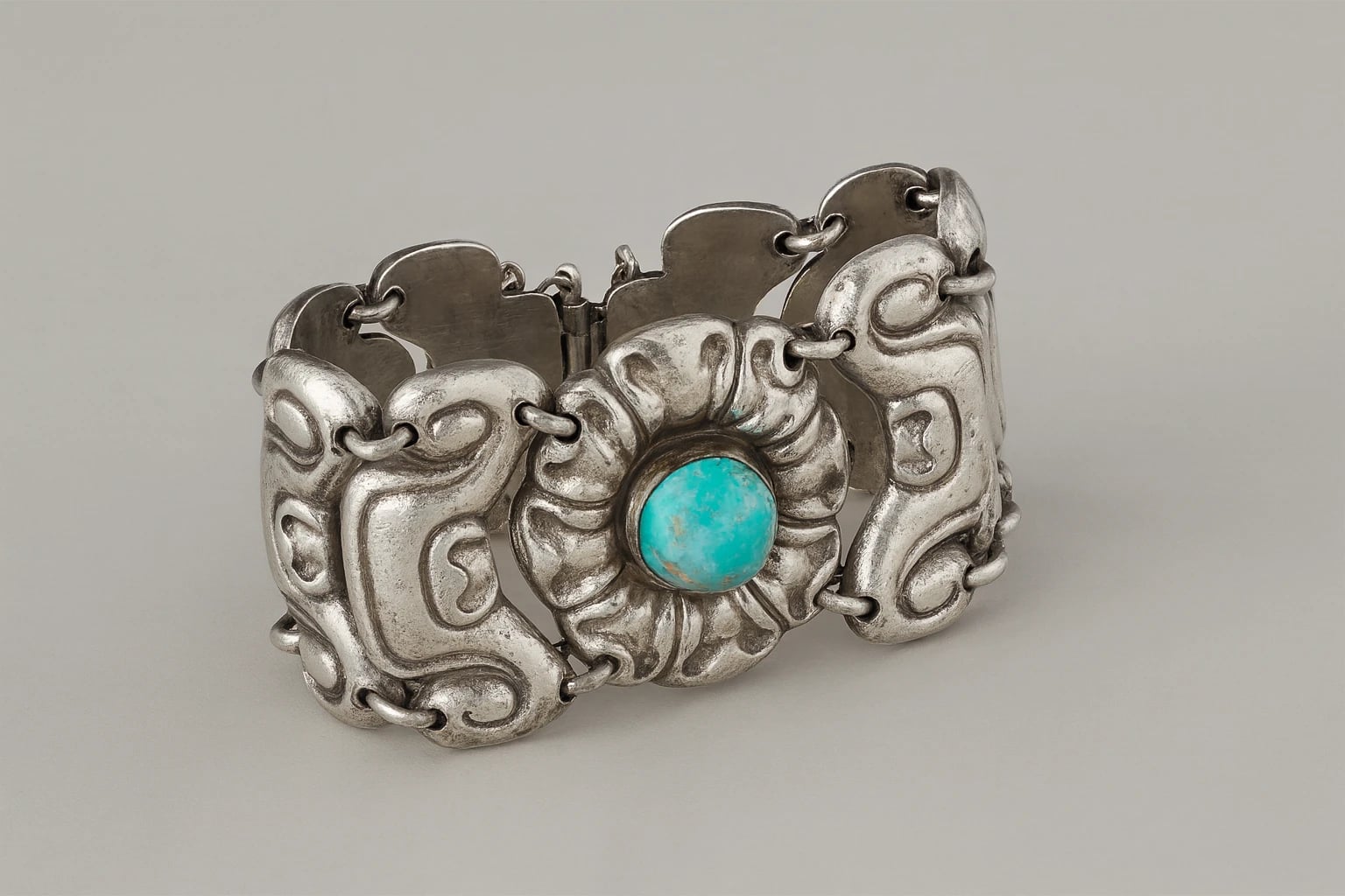 MATL (Matilde Poulat) Floral Cuff Bracelet with Turquoise