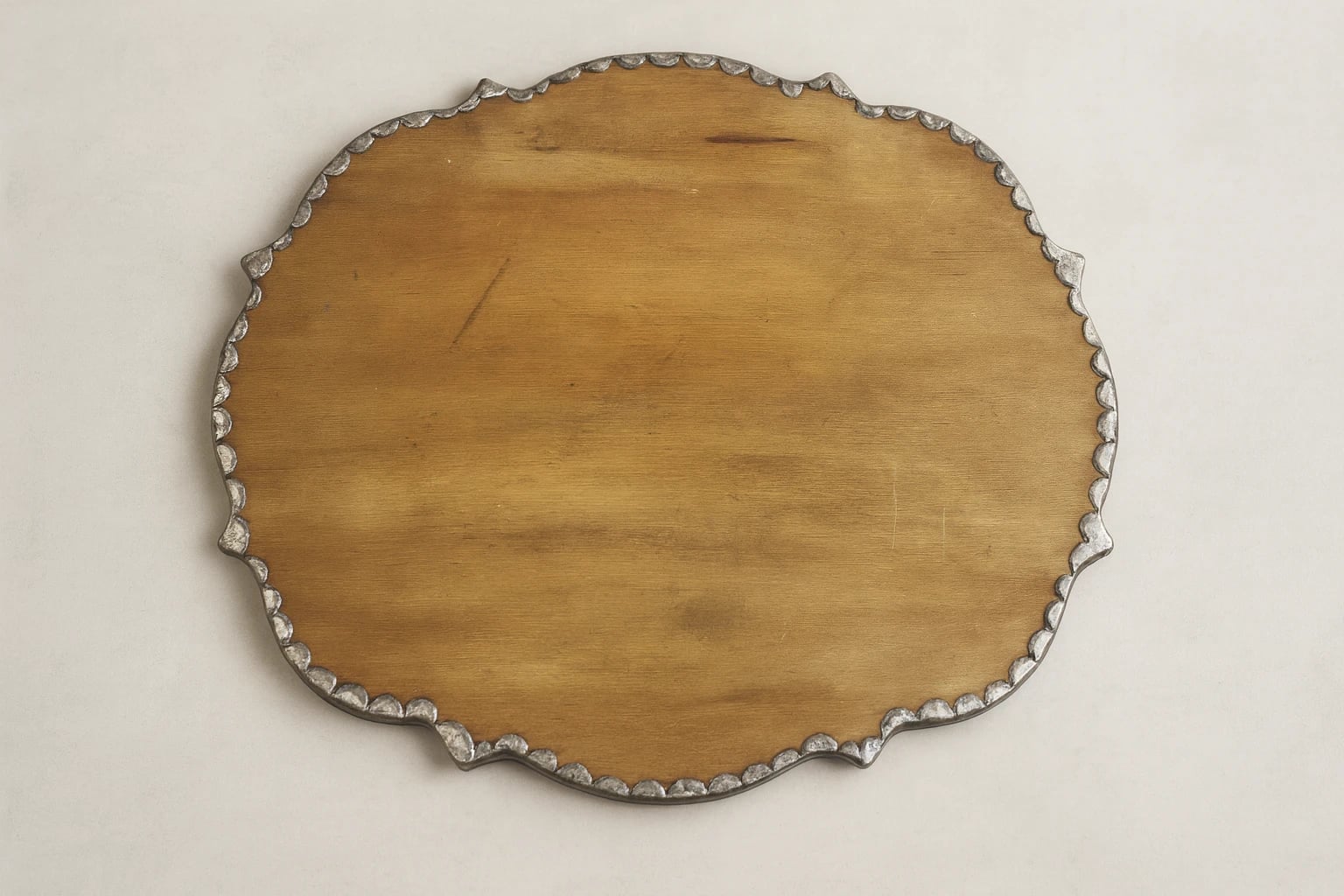 William Spratling Unusual Scalloped Tray with Tin Frame