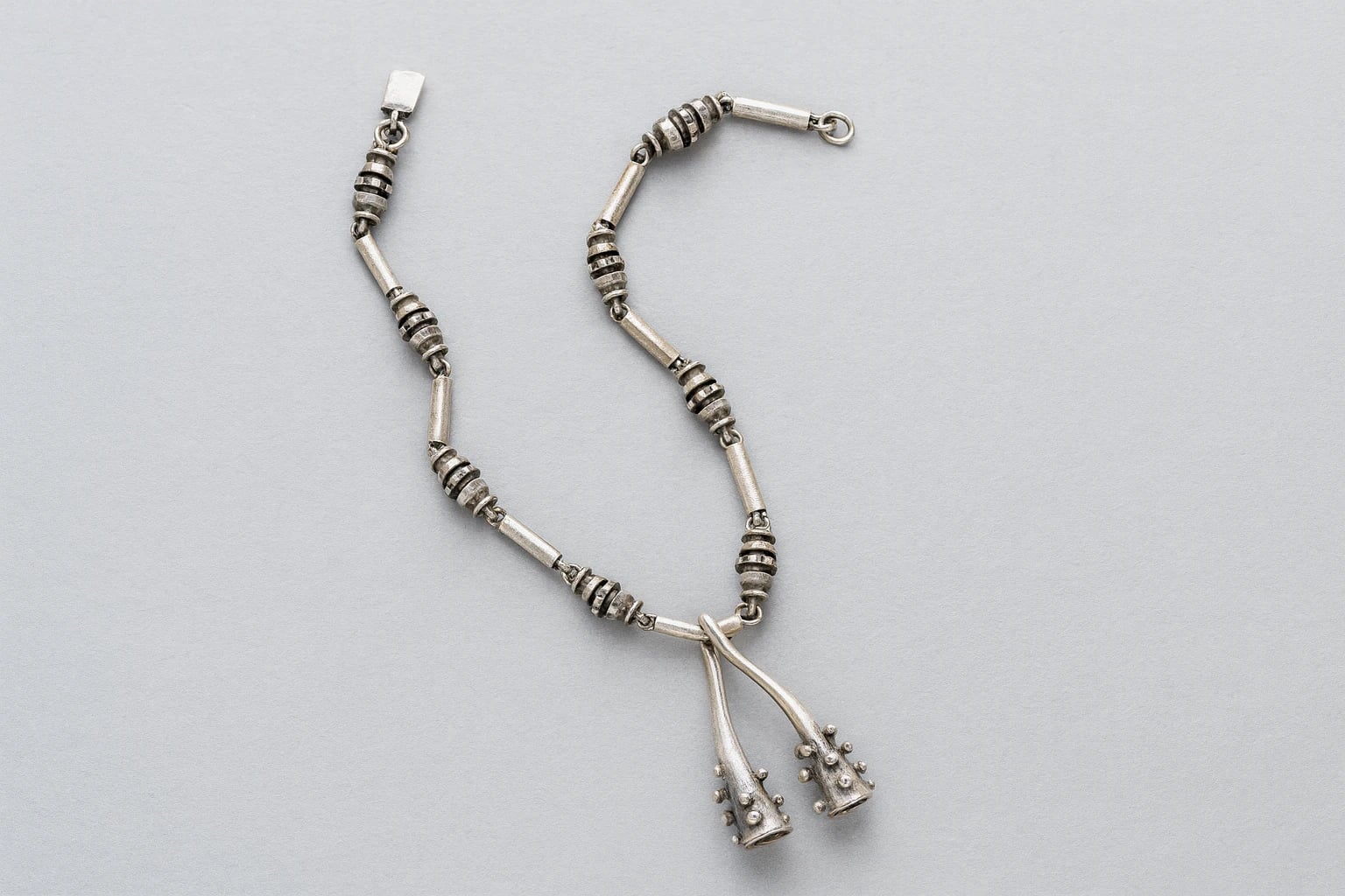 Salvador Terán Tube and Tassel Silver Necklace