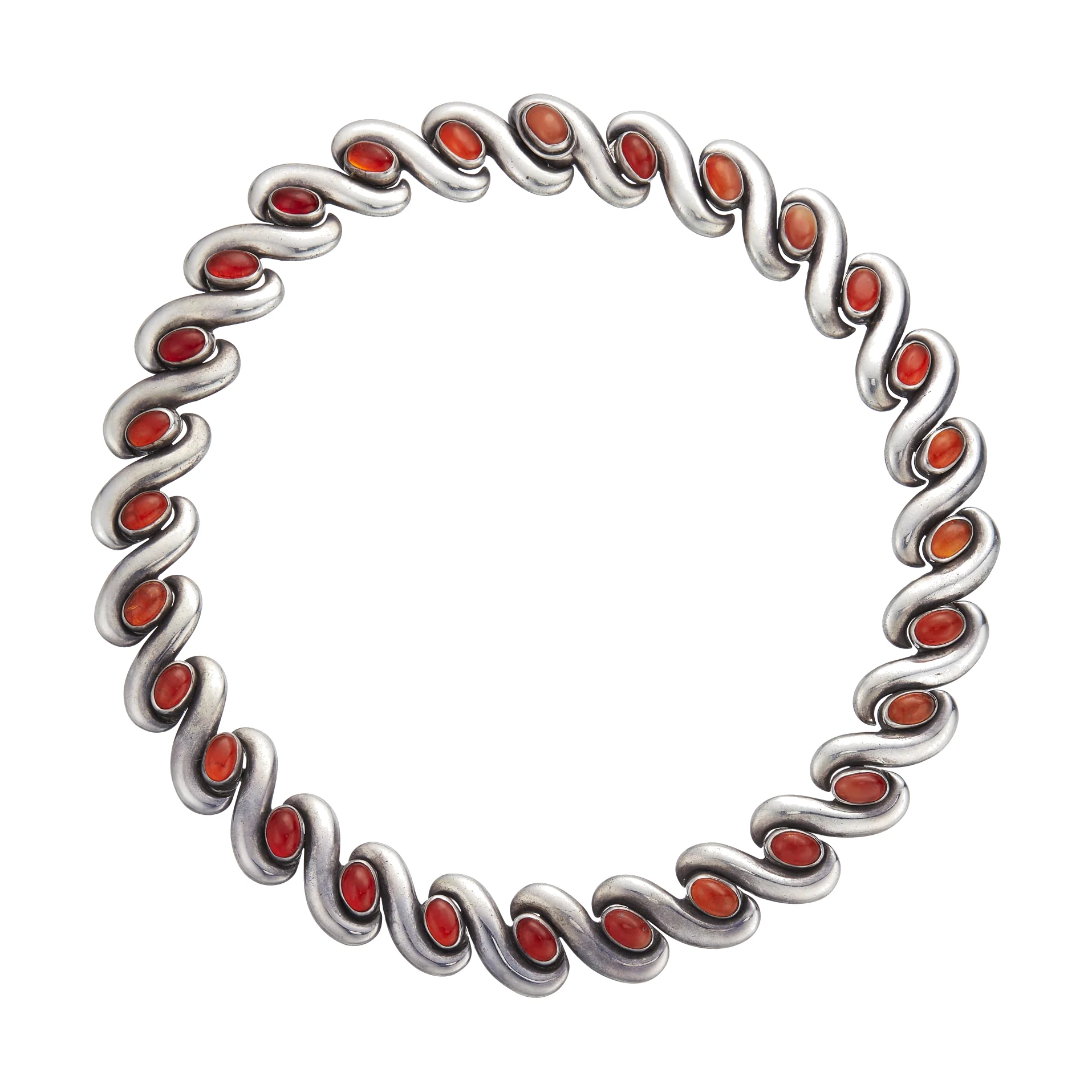 Antonio Pineda Fire Opal and Silver S-Link Necklace