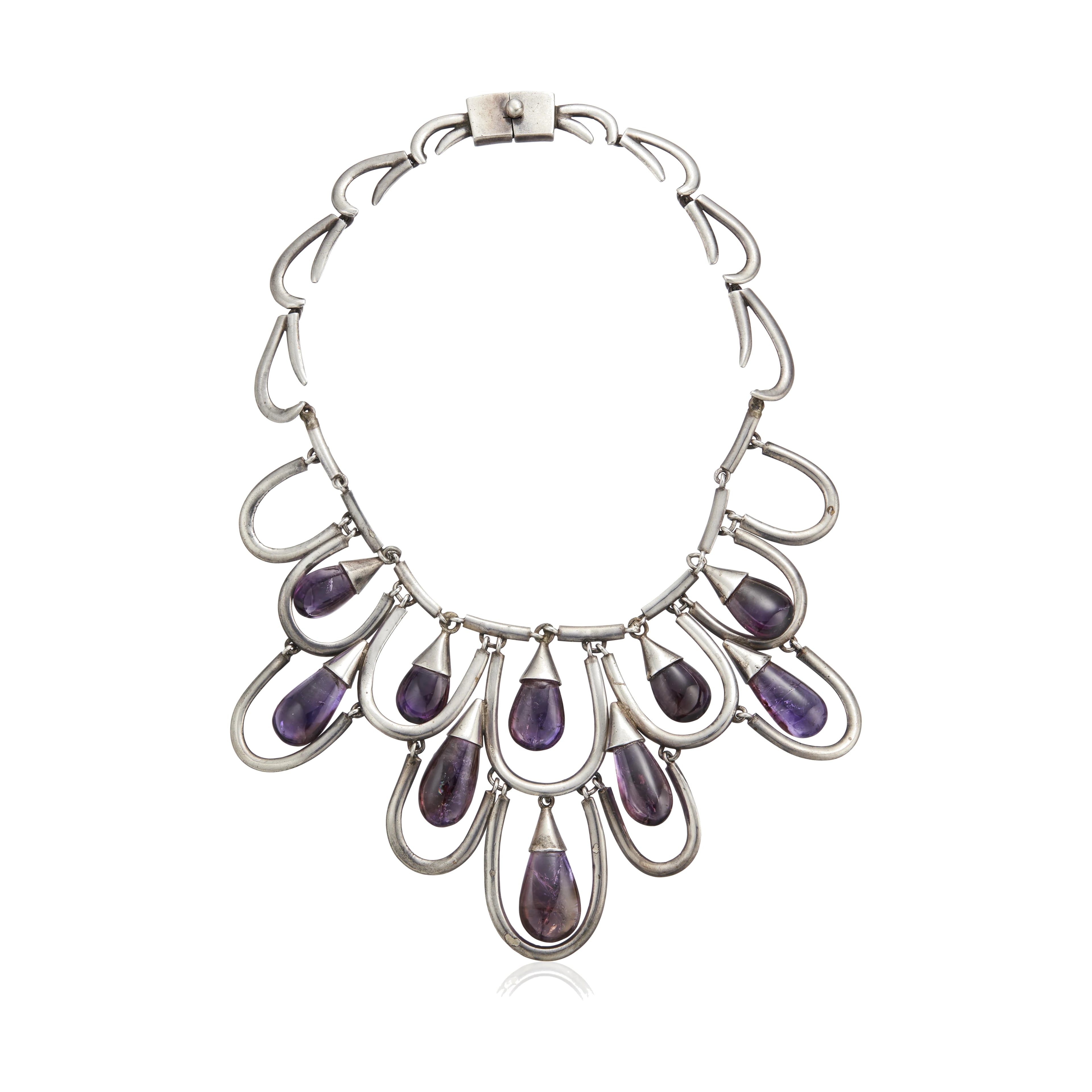 Antonio Pineda Caged Amethyst Teardrop Pectoral Necklace