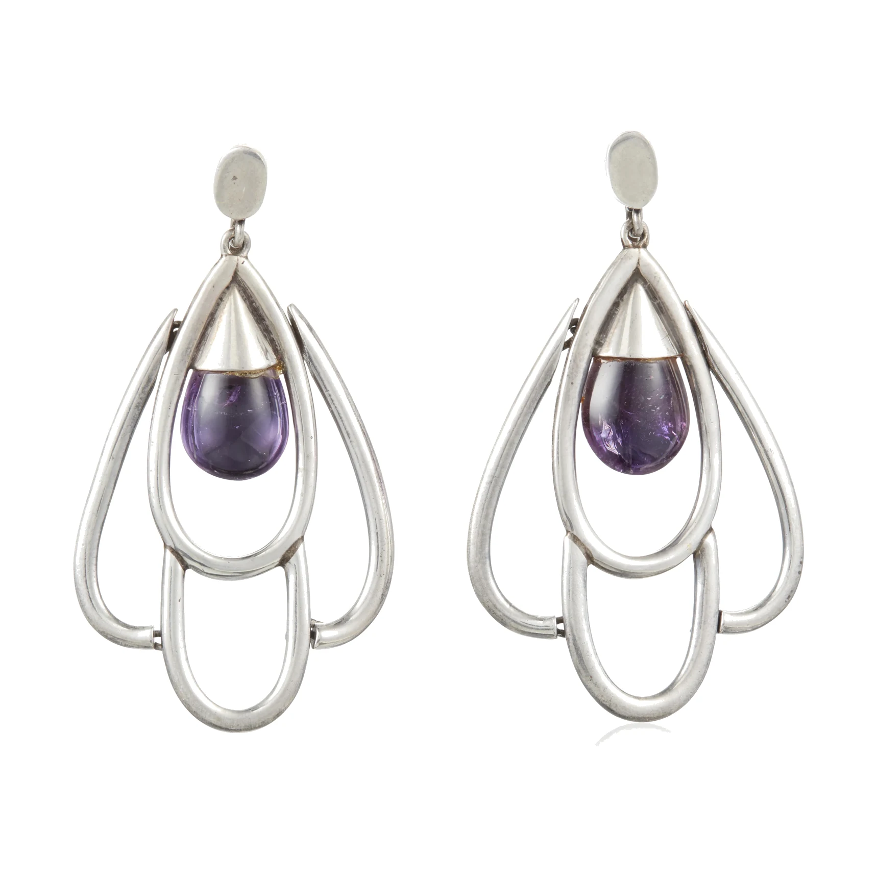 Antonio Pineda Caged Amethyst Teardrop Earrings