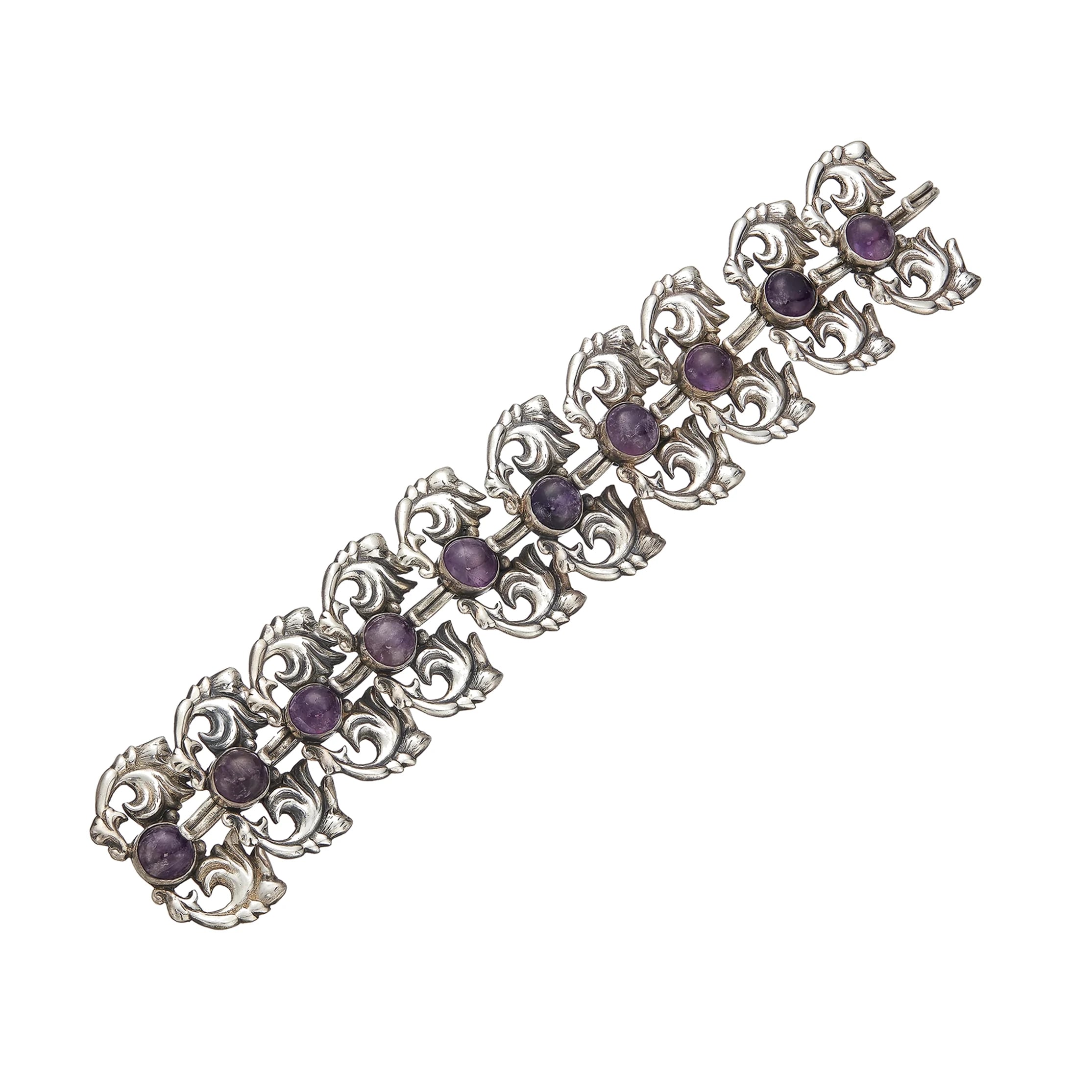 Héctor Aguilar Openwork Amethyst and Silver Bracelet