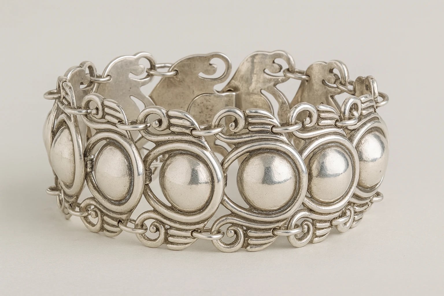 Los Castillo Domed Link Bracelet with Wire Scrolls