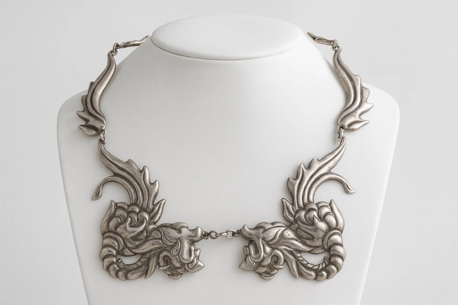 Los Castillo Repoussé Facing Dragons Necklace