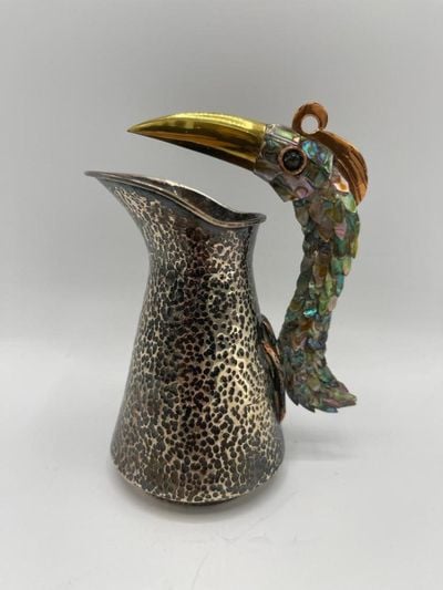 Los Castillo Toucan-Handled Pitcher with Shell Mosaic