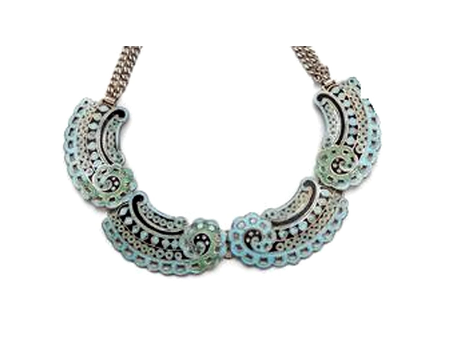 Margot de Taxco Wild Leaves with Flowers Necklace
