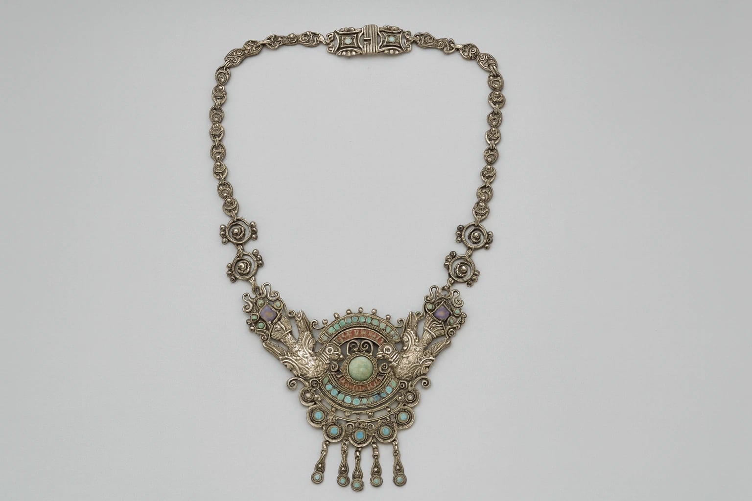 MATL (Matilde Poulat) Dove Drop Necklace with Turquoise and Amethyst